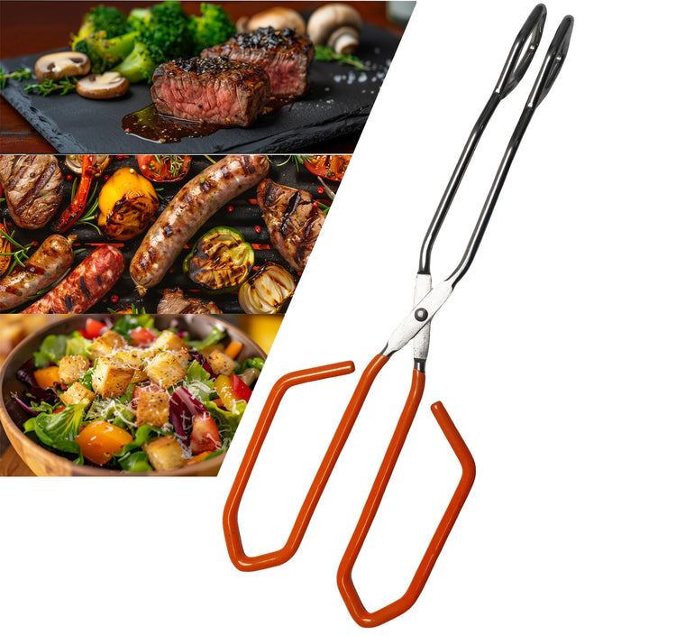 11 Inch Hiash Orange Stainless Steel Scissor Tongs