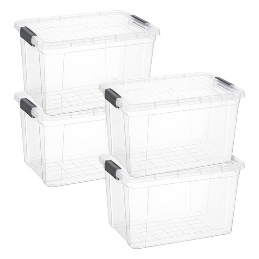 26.5 Quart Clear Plastic Storage Boxes with Lids (4 Count)