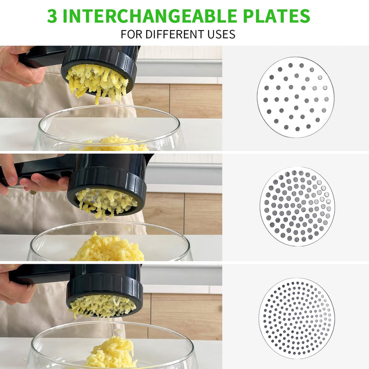 Potato Ricer Potato Masher for Potatoes with 3 Interchangeable Discs