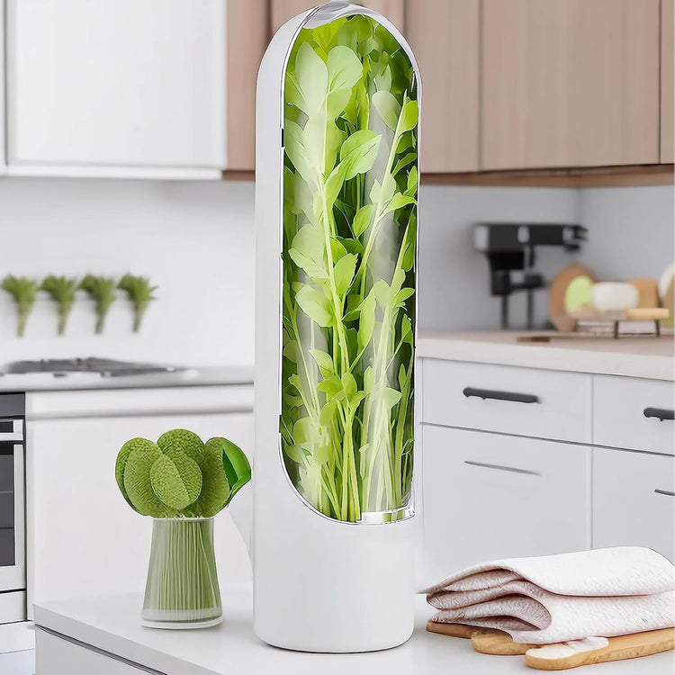 Herb Saver for Refrigerator, Herb Saver Pod Cilantro Containers for Refrigerator, Fresh Herb Keeper for Cilantro, Parsley, Asparagus, Mint, Keeps Vegetables for 2-3 Weeks (2PCS)