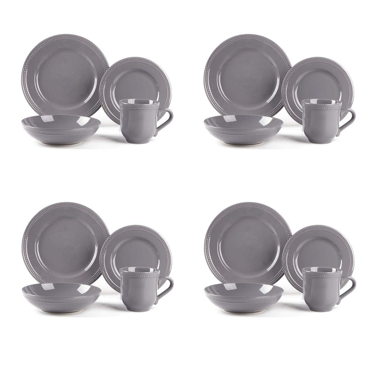 HomeVSS 16 Piece Pearl Dots Stoneware Dinnerware Set