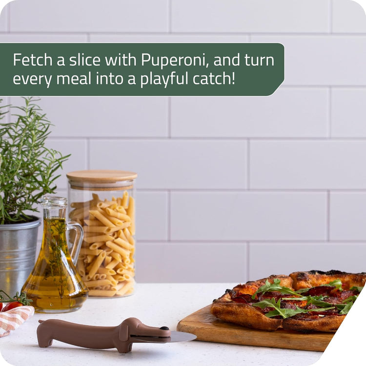 Peleg Design Puperoni Cute Pizza Cutter Wheel – Dog-Shaped Plastic Pizza Cutter Wheel with Stainless Steel Blade & Durable Plastic Handle, Fun Kitchen Gadget