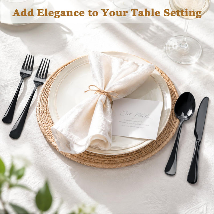 24 Piece Black Silverware Set with Steak Knives Flatware Set for 4 Food (24 Count)