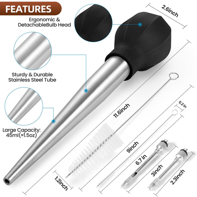 Large Turkey Baster with Cleaning Brush & Needle