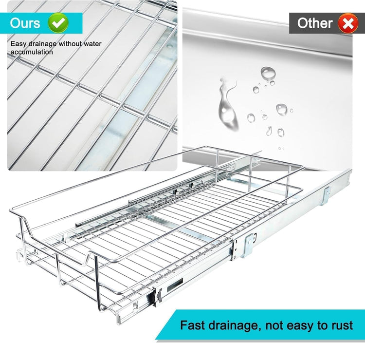 Pull Out Cabinet Organizer 9" W X 17" D