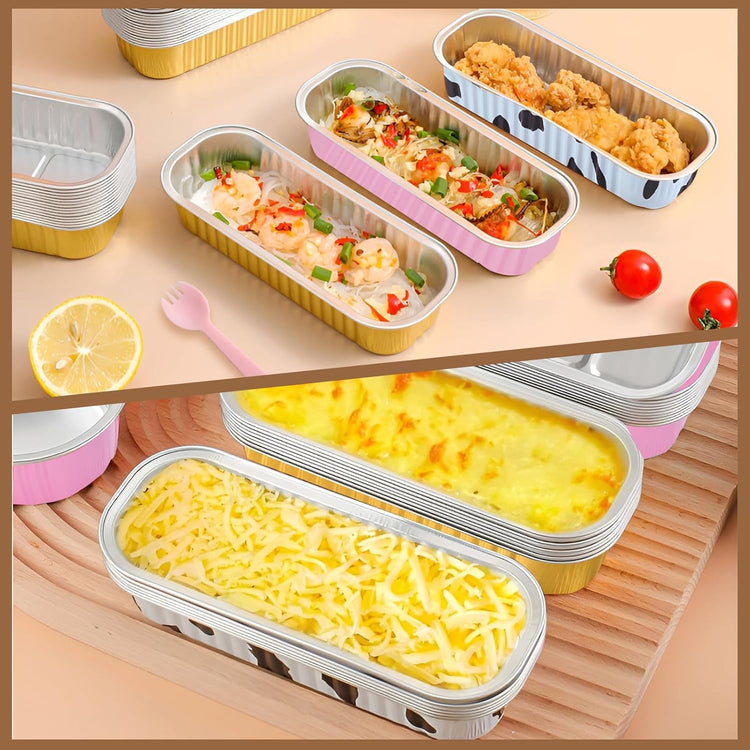 50 PCS Multiple colors Mini Loaf Pans with Lids (50 Count)