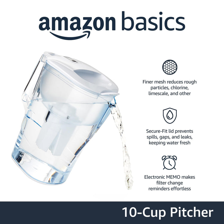 10 Cup Pitcher with Filter Compatible with Brita Water Filter