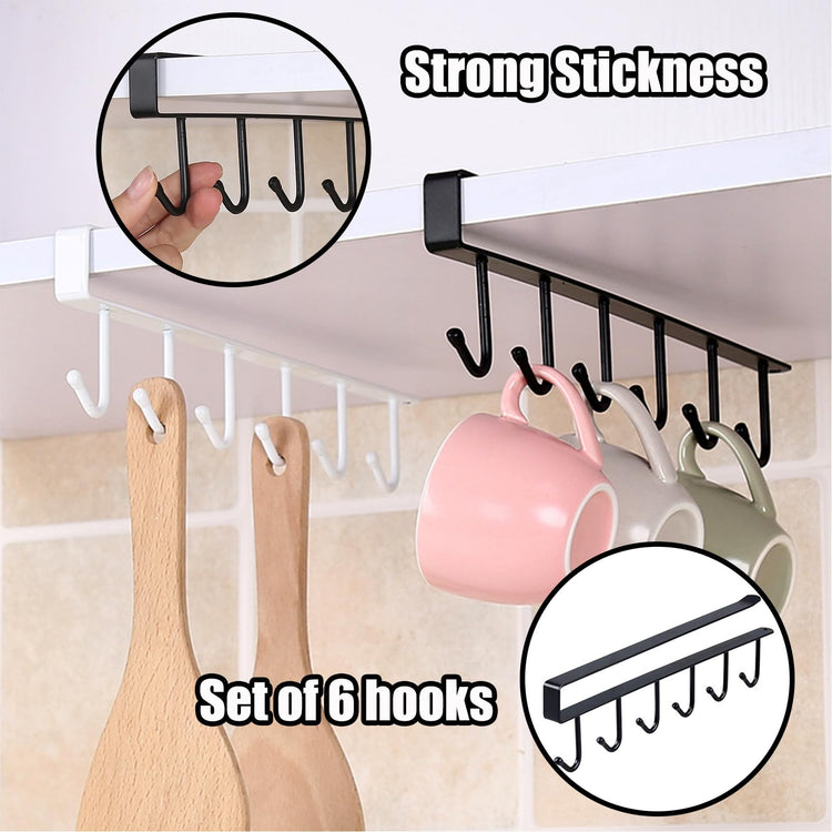6PCS Mug Hooks Under Cabinet (6 Count)