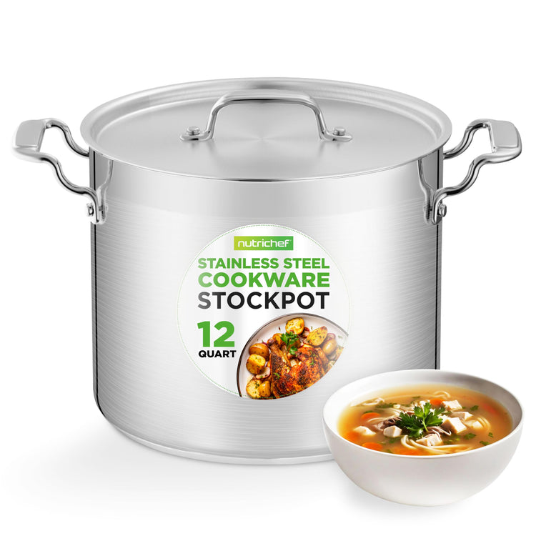 12 Quart Stainless Steel Stockpot with Stainless Steel Lid