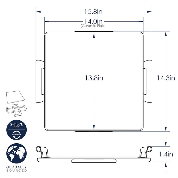 14 Inch Square Pizza and Baking Stone