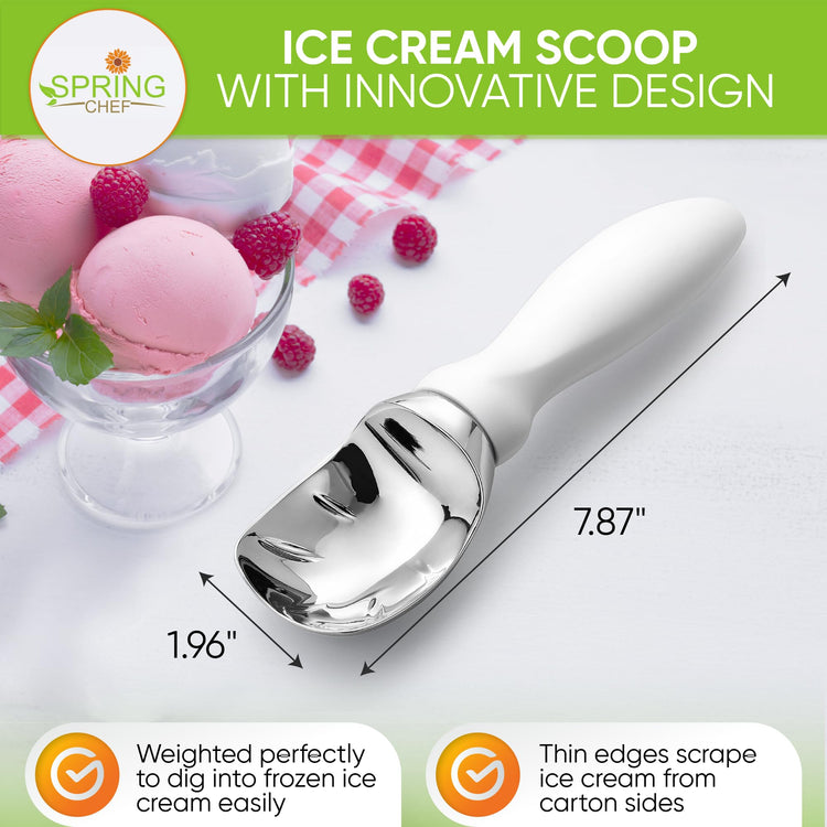 Heavy Duty Metal Ice Cream Scoop with Soft Grip Handle