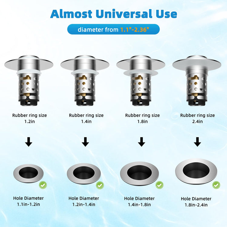 2PCS Universal Bathroom Sink Drain Strainer Hair Catcher (2 Count)