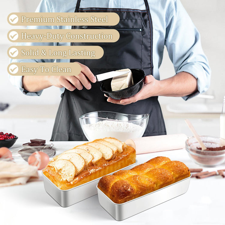 Loaf Pan 12 x 5 Inch Stainless Steel Loaf Pans for Baking Bread (2 Count)