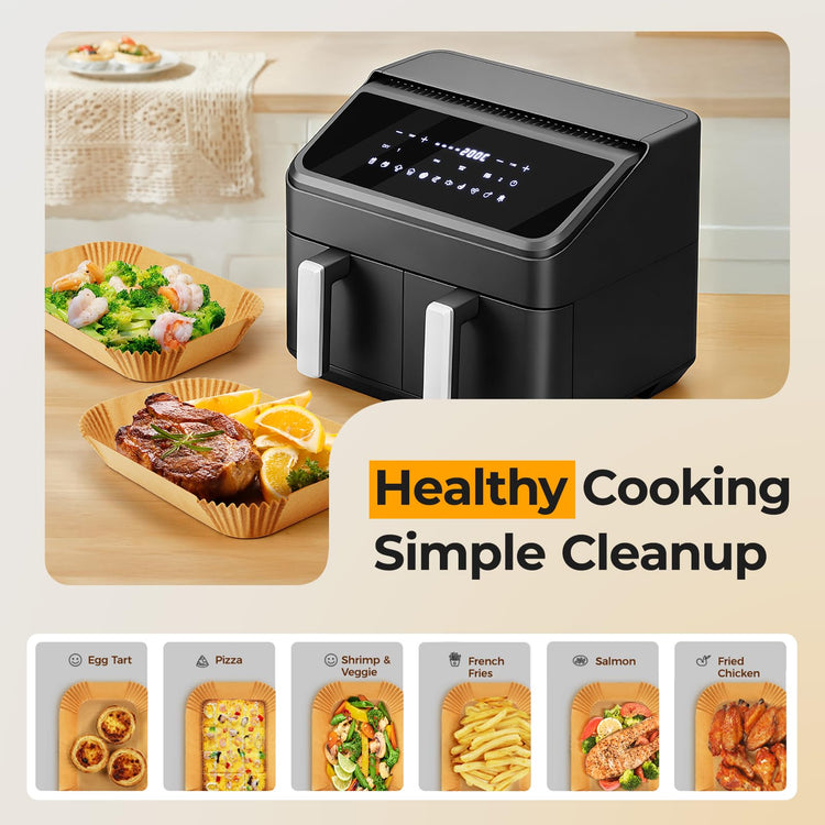 400Pcs 8x5.5 Inch Air Fryer Liners Disposable for Dual Basket Rectangular (400 Count)