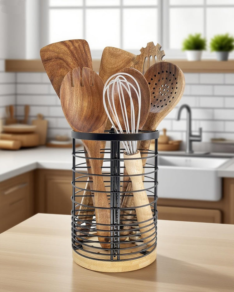7.2“ Kitchen Utensil Holder with Removable Dividers
