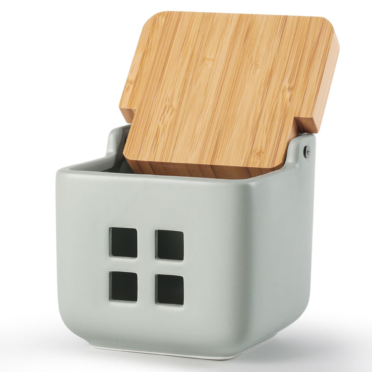 Ceramic Garlic Keeper with Bamboo Lid