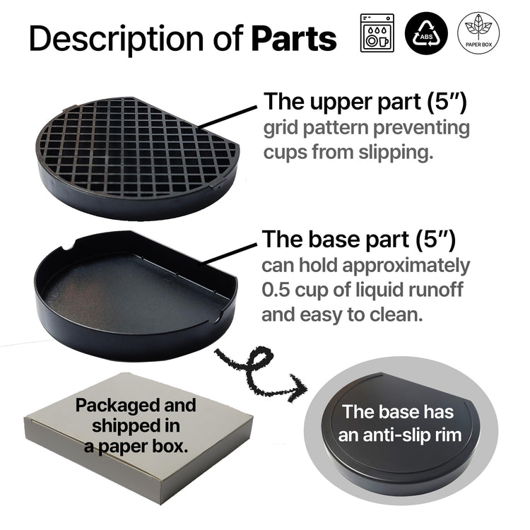 5" Coffee Drip Catcher 5 inches Drip Tray for Espresso Machine Carafe Water Urn Durable ABS Plastic
