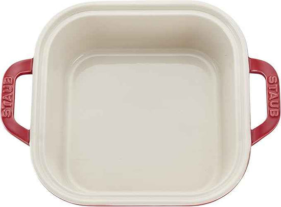 STAUB Ceramic 4-pc Baking Pans Set, Casserole Dish with Lid, Brownie Pan, Cherry