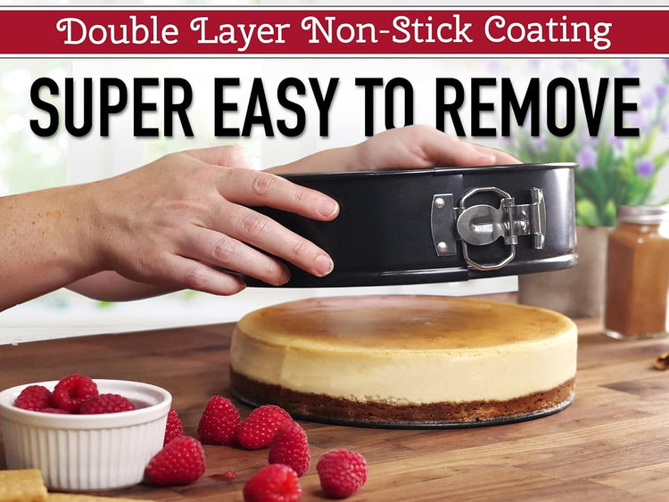 Zulay Kitchen 7-Inch Non-stick Cheesecake Pan -Leakproof Springform Pan with Removable Bottom and Easy Release - Round Cake Pan for Baking Cheesecake, Deep Dish Pizza (Black)