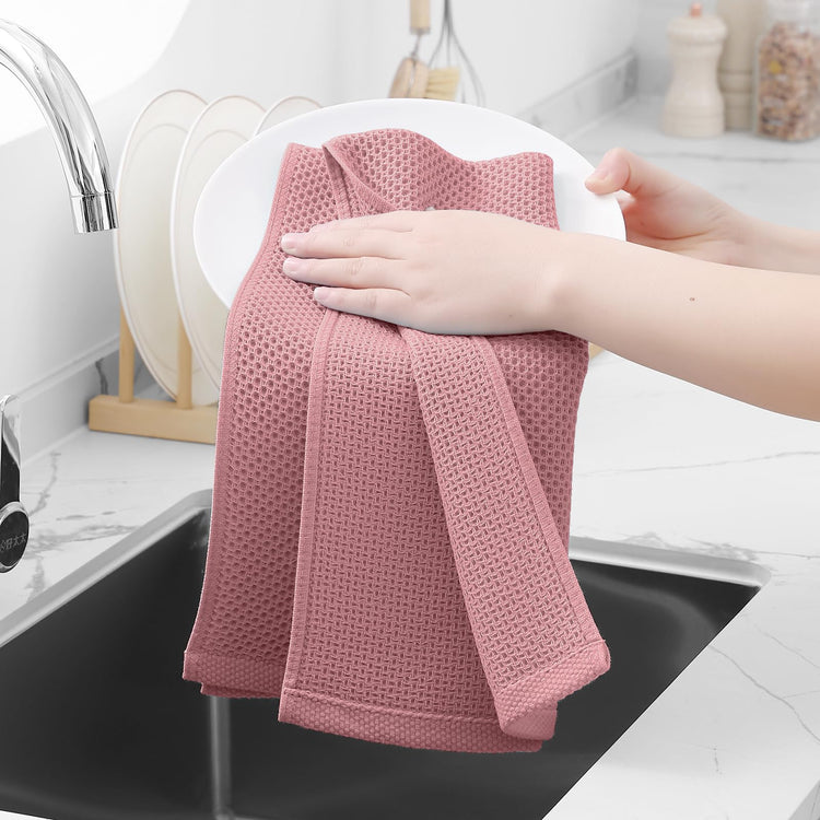 100% Cotton Waffle Weave Kitchen Dish Towels 12 (12 Count)
