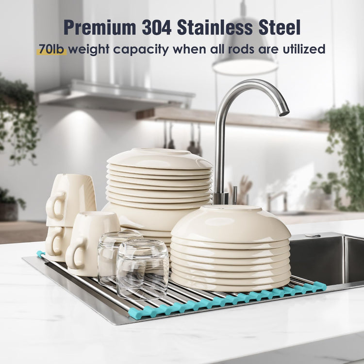 Roll Up Dish Drying Rack Over Sink