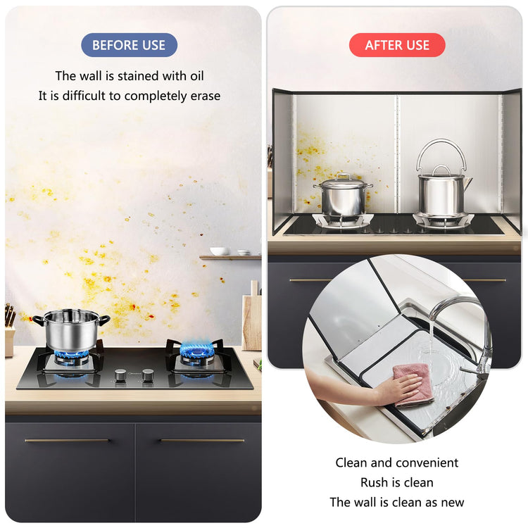 2 Pieces 2 Sided Grease Splatter Guard Foldable Splatter Guard for Stove Stainless Steel Oil Splatter Screens Backsplash for Wall Gas Range Frying Pan Camping