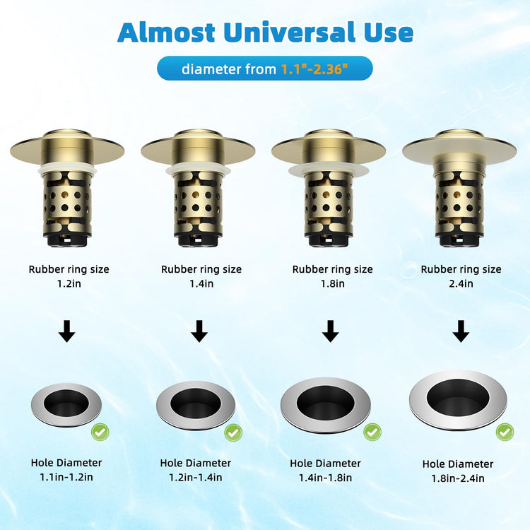 2PCS Universal Bathroom Sink Drain Strainer Hair Catcher (2 Count)