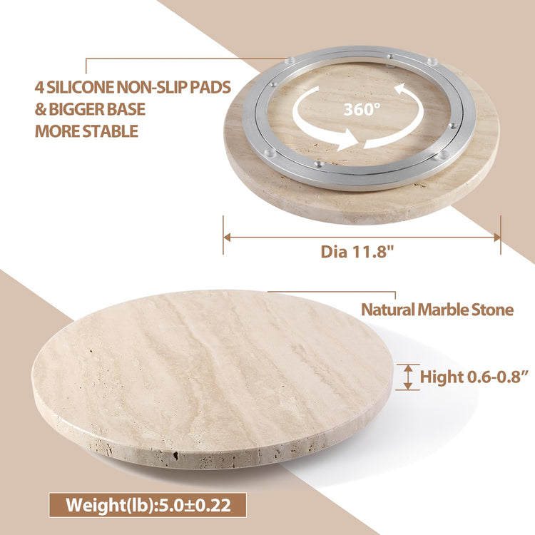 Travertine Lazy Susan for Table Top