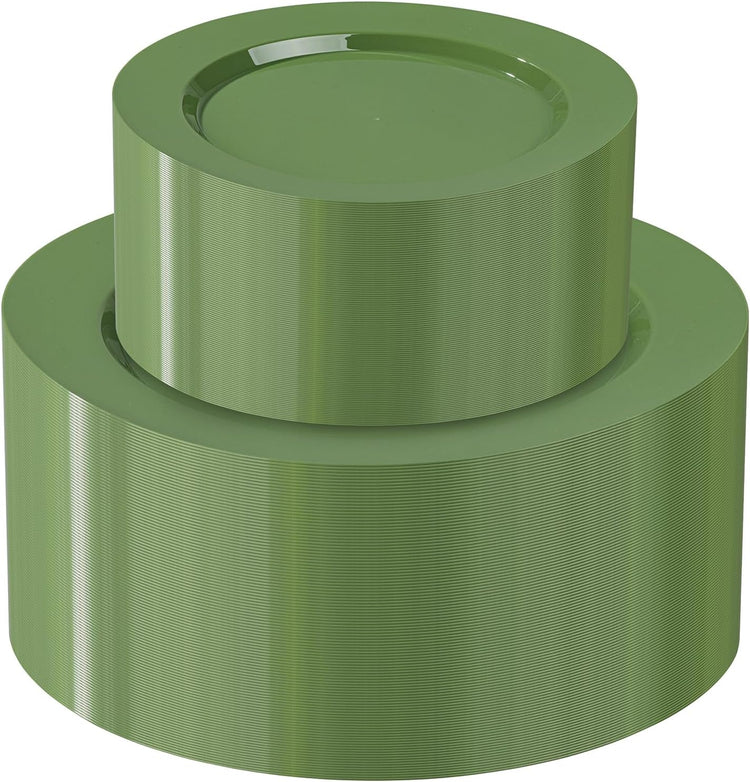 I00000 102 Pcs Green Plastic Plates, Green Disposable Plates Include 51 Dinner Plate 10’’ and 51 Dessert Plate 7’’ Perfect for Birthday, Party & Wedding