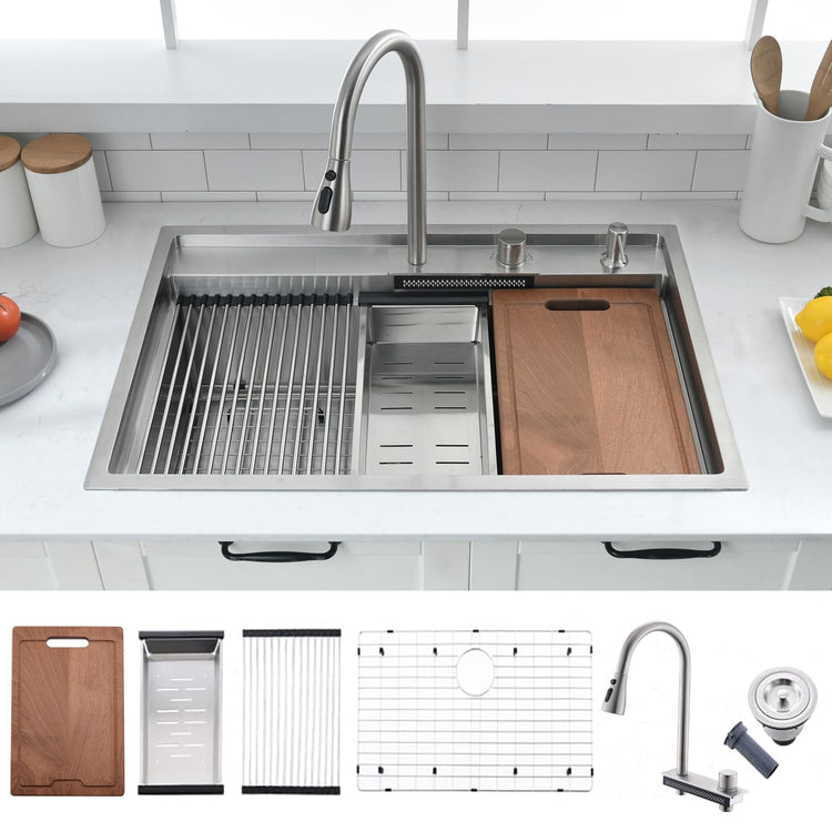 30 inch Drop in Kitchen Sink with Faucet Combo