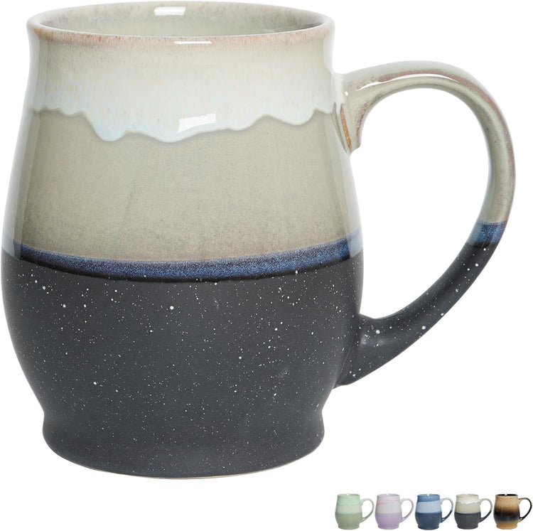 Bosmarlin Extra Large Ceramic Coffee Mug, 25 Oz, Dishwasher and Microwave Safe, Oversized Big Tea Cup for Office and Home, Reactive Glaze (Grey)