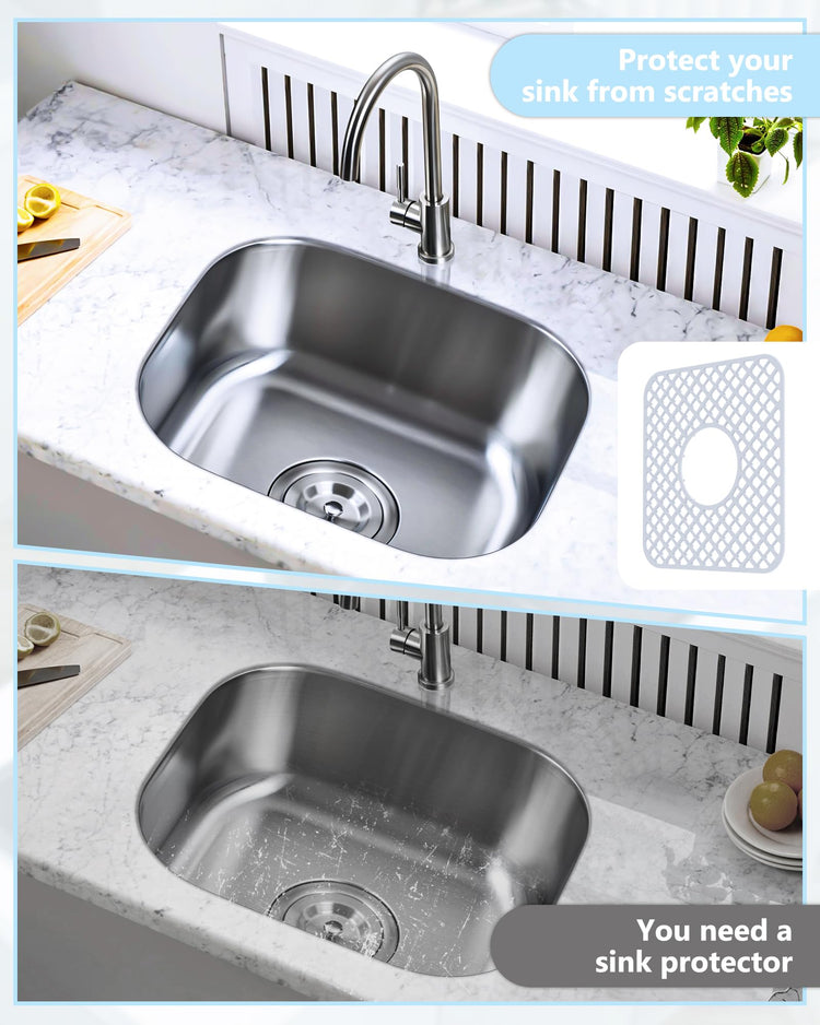 2 Pack Silicone Sink Mat Protector for Kitchen Sink