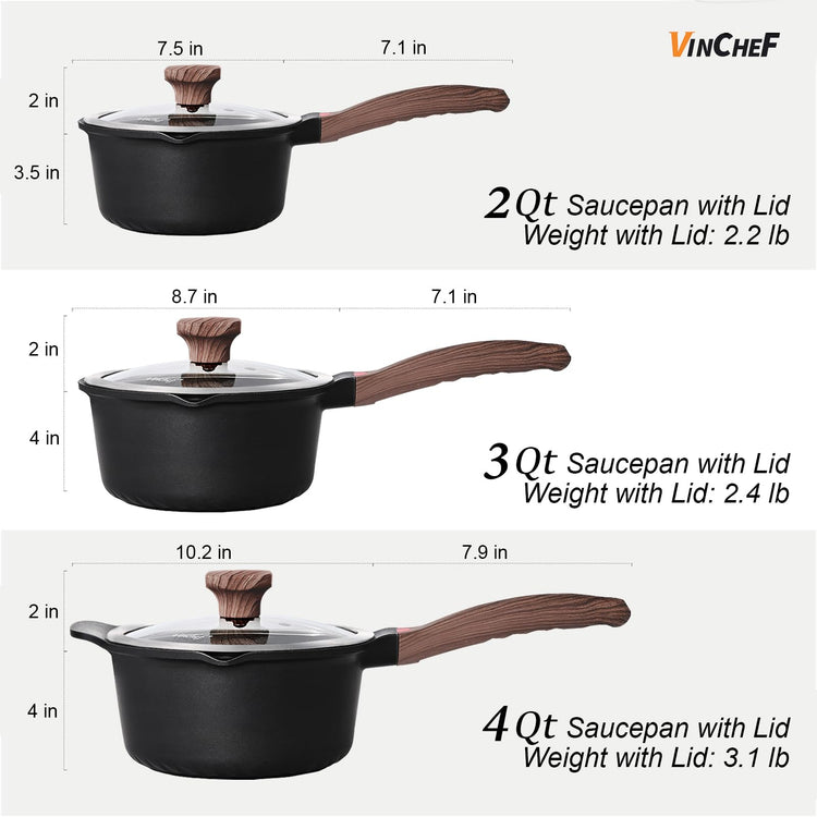 10PCS Sauce Pan Set with Lids (3 Count)