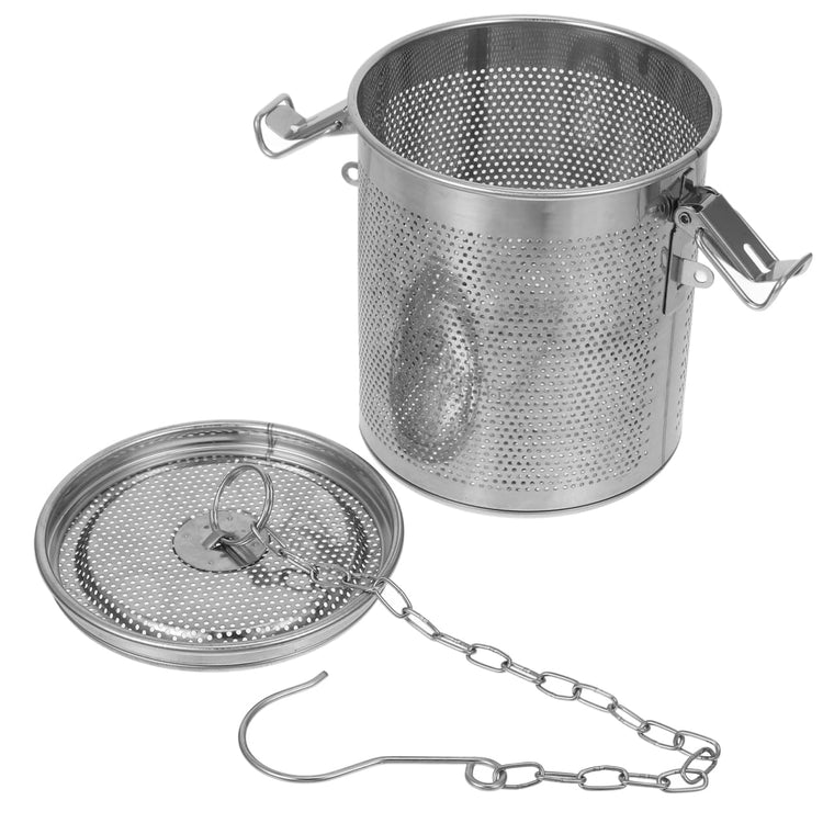 Stainless Steel Soup Seasoning Basket with Fine Mesh Strainer and Long Chain Reusable Spice Bag for Broth Stews and Tea Infusion Easy to Clean 5.11X4.44X4.44In