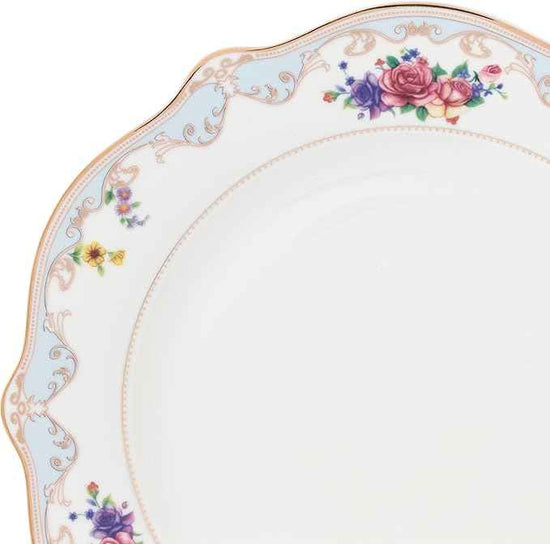Joseph Sedgh Collection "Romantic Bloom" 20-Piece Bone China Dinnerware Set, Service for 4, Floral with Blue and Gold Trim