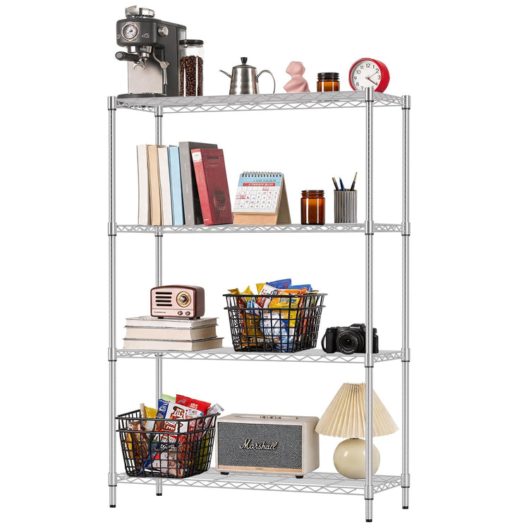 14" D×36" W×54" H Commercial Wire Shelving Unit Metal Shelf with 4 Tier Adjustable Layer Rack Strong Steel for Restaurant Garage Pantry Kitchen Garage
