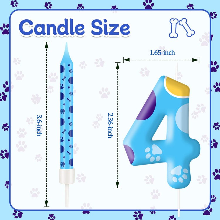 13PCS Blue Dog Paw Birthday Candles Set Cake Topper Numeral Birthday Candles for Boy Girl Dog Paw Decoration (13 Count)