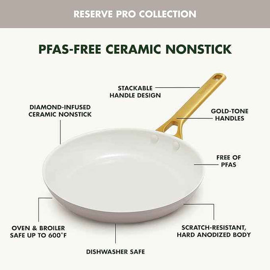 GreenPan Nonstick Reserve Pro 10 Piece Cookware Set, NSF Certified Ceramic, Hard Anodized PFAS-Free Pots & Pans Set with Lids, Stainless Steel Handles, Oven & Dishwasher Safe, Oyster Gray
