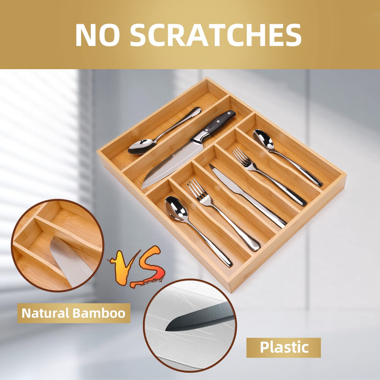 Silverware Organizer Kitchen Drawer Organizer Utensil Organizer Bamboo Silverware Holder Cutlery Organizer in Drawer Flatware Organizer Tray