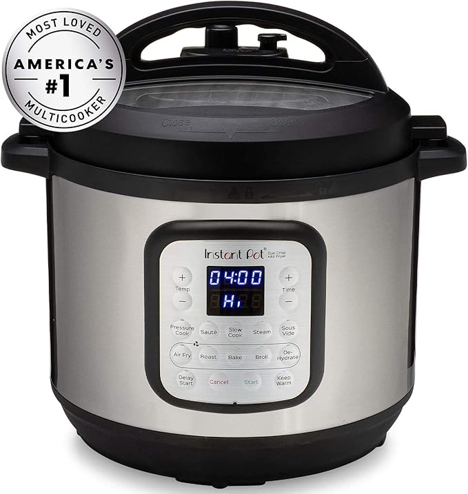 Instant Pot Duo Crisp 11-in-1 Air Fryer and Electric Pressure Cooker Combo with Multicooker Lids that Air Fries, Steams, Slow Cooks, Sautés, Dehydrates, & More, Free App With Over 800 Recipes, 6 Quart