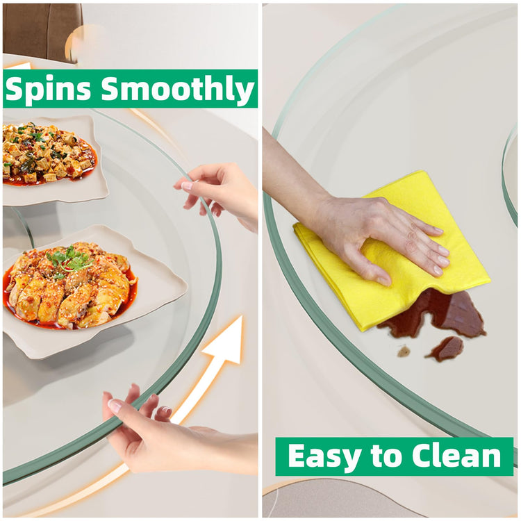 22.8" Lazy Susan for Table Top Tempered Glass Rotating Serving Tray for Dining Table