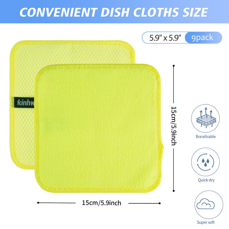 Dish Cloths for Washing Dishes with Scrub Side (9 Count)