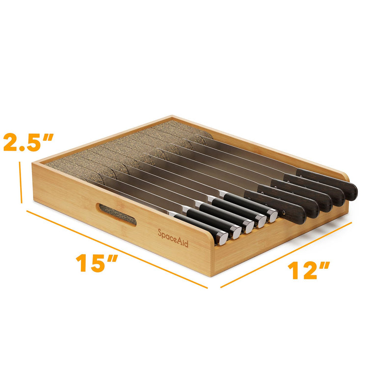 Large Knife Drawer Organizer Bamboo Insert Dock