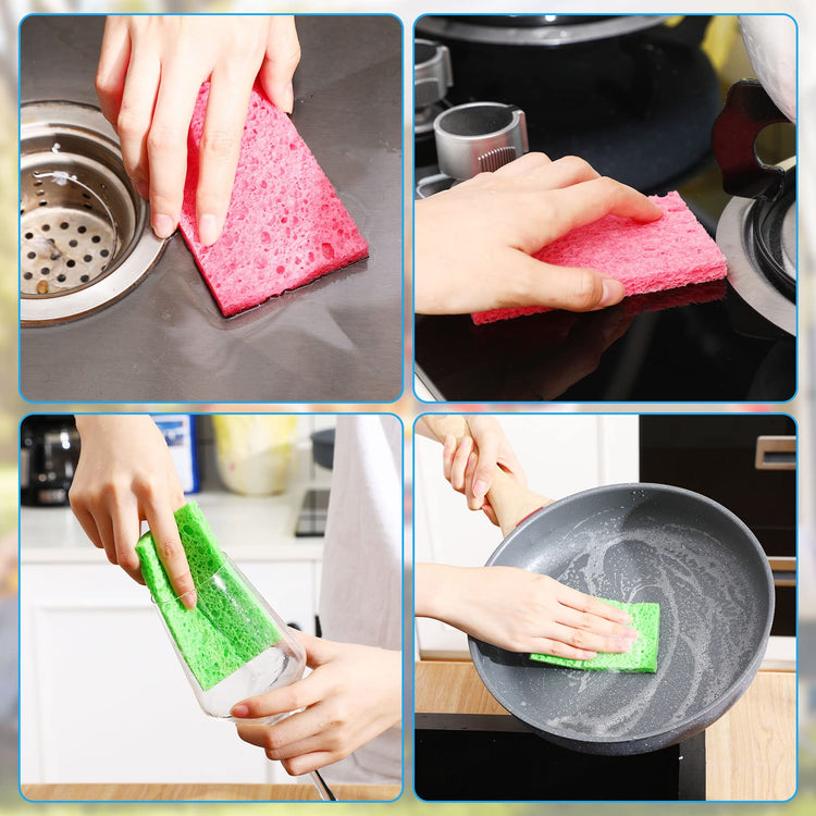 48 Pieces Compressed Wood Pulp Dish Sponges for Kitchen