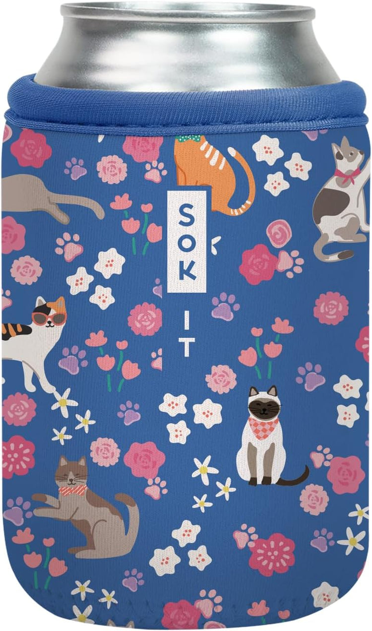Sok It CanSok Sleeve for Beer & Soda Insulated Neoprene Cover (Purr-fection, 12oz Can Sleeve)