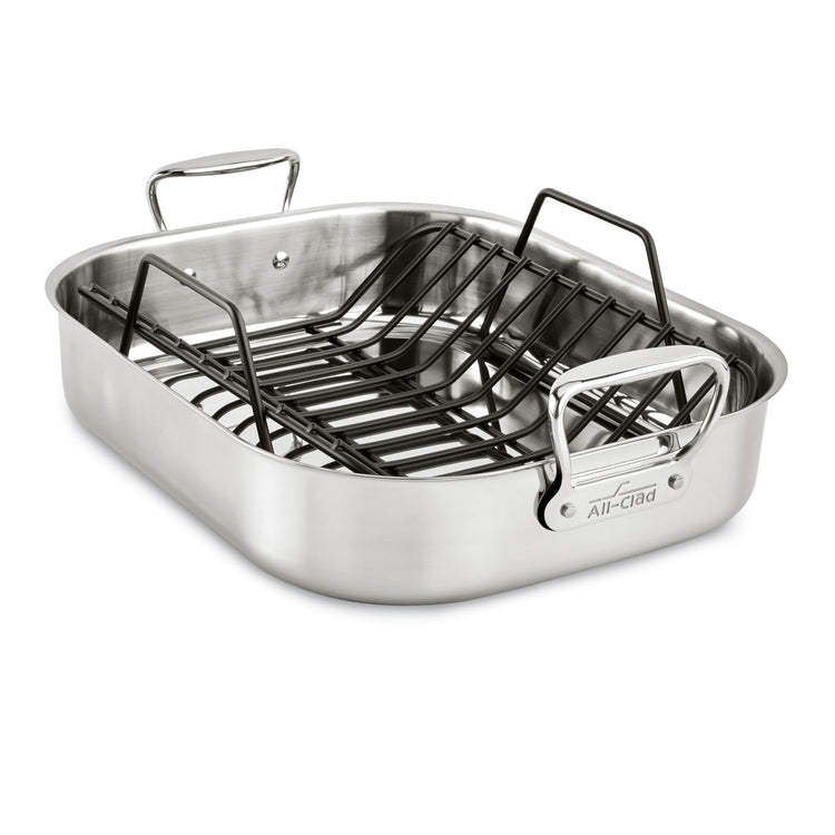 Specialty Stainless Steel Roaster and Nonstick Rack 16x13x5 Inch Oven Broiler Safe 600F Roaster Pan