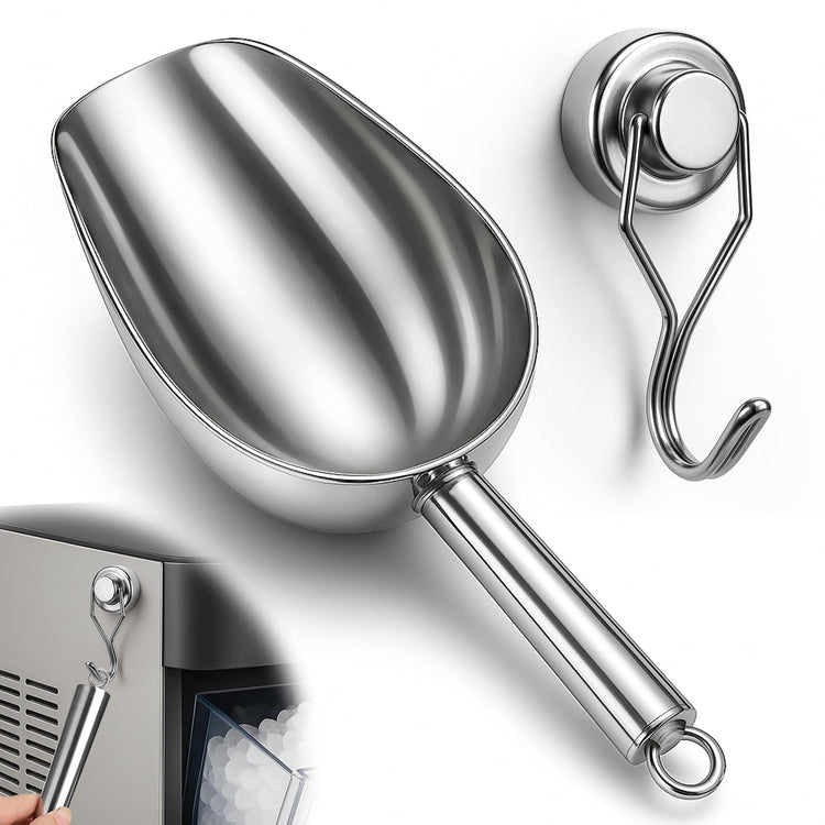Stainless Steel Ice Scoop for Freezer with Magnetic Hook