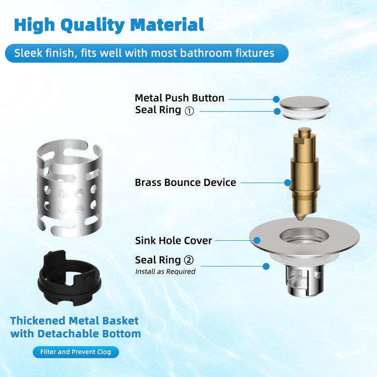 Universal Bathroom Sink Drain Stopper Hair Catcher