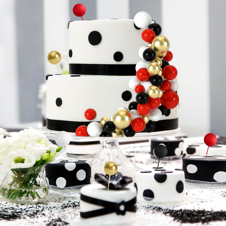 48 Pcs Balls Cake Topper Decorations Balloon Cupcake Toppers Foam Cake Topper Balls Cake Balls Decorations for Birthday Party Wedding Cake Decorating (48 Count)