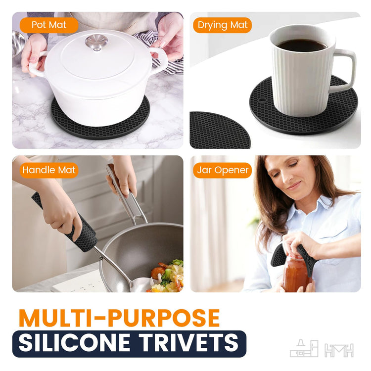 Silicone Trivet Mats 4 Heat Resistant Pot Holders Multipurpose Non